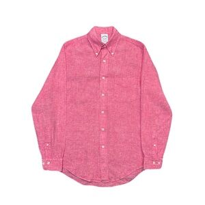 Brooks Brothers Irish Linen Button Down Long Sleeve Shirt Mens Small Pink